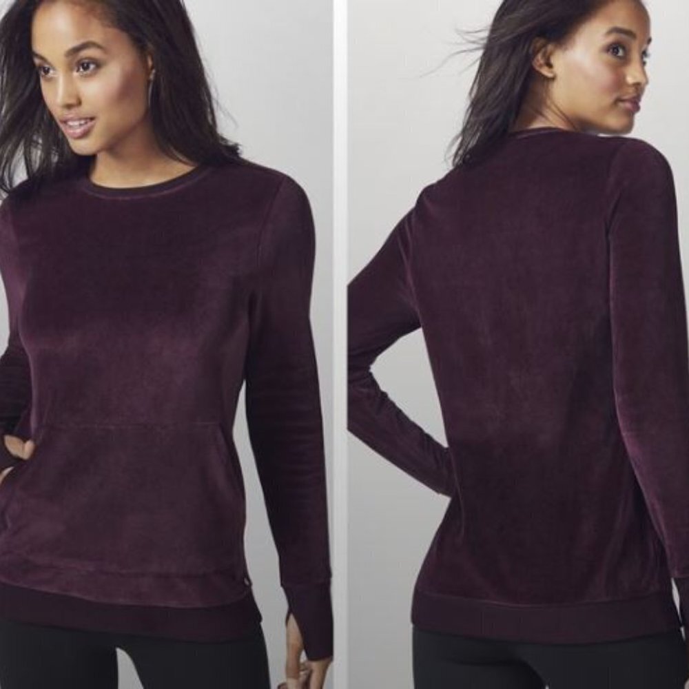 Fabletics crewneck sweater velour purple size large